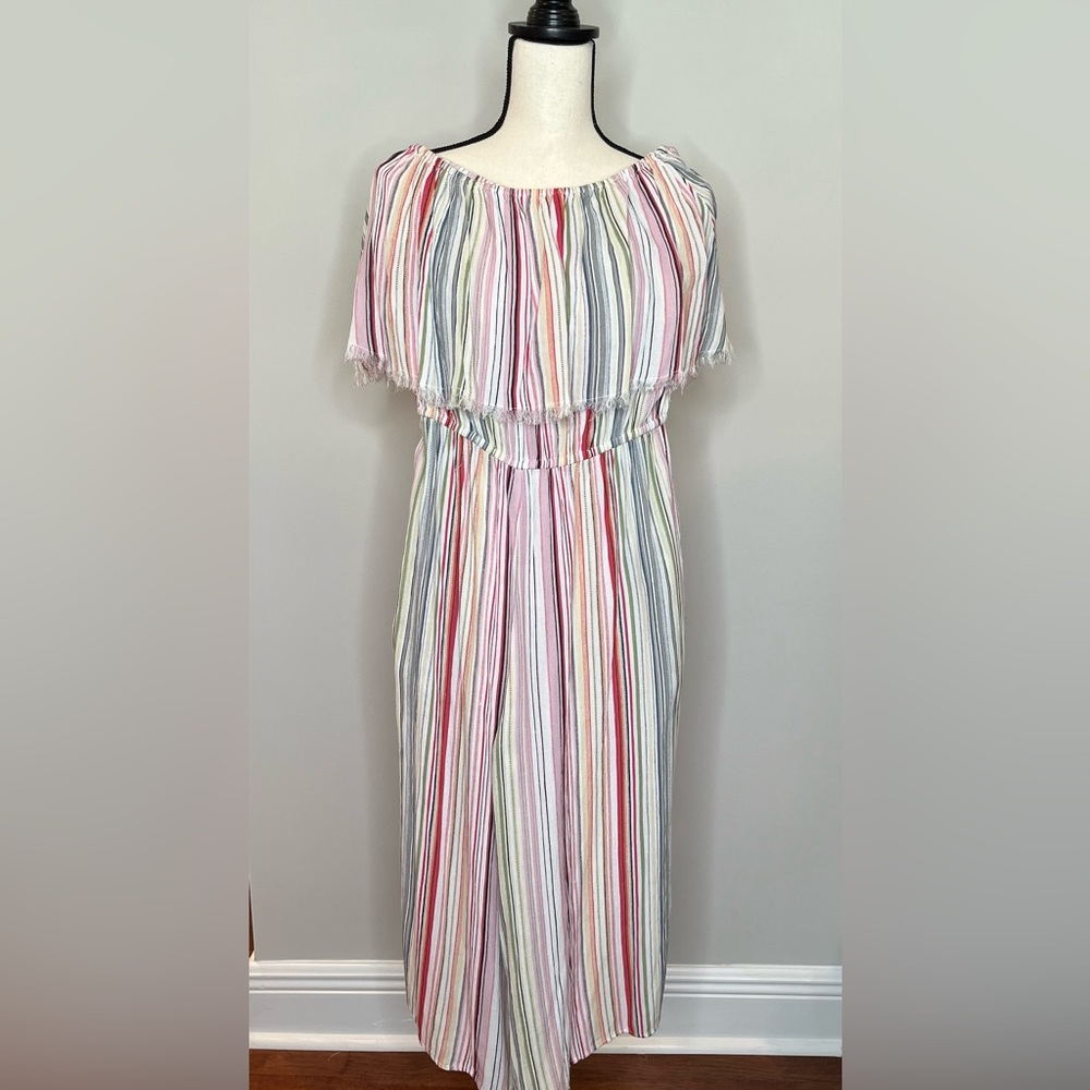 ELAN STRIPED WIDE LEG JUMPSUIT SIZE S